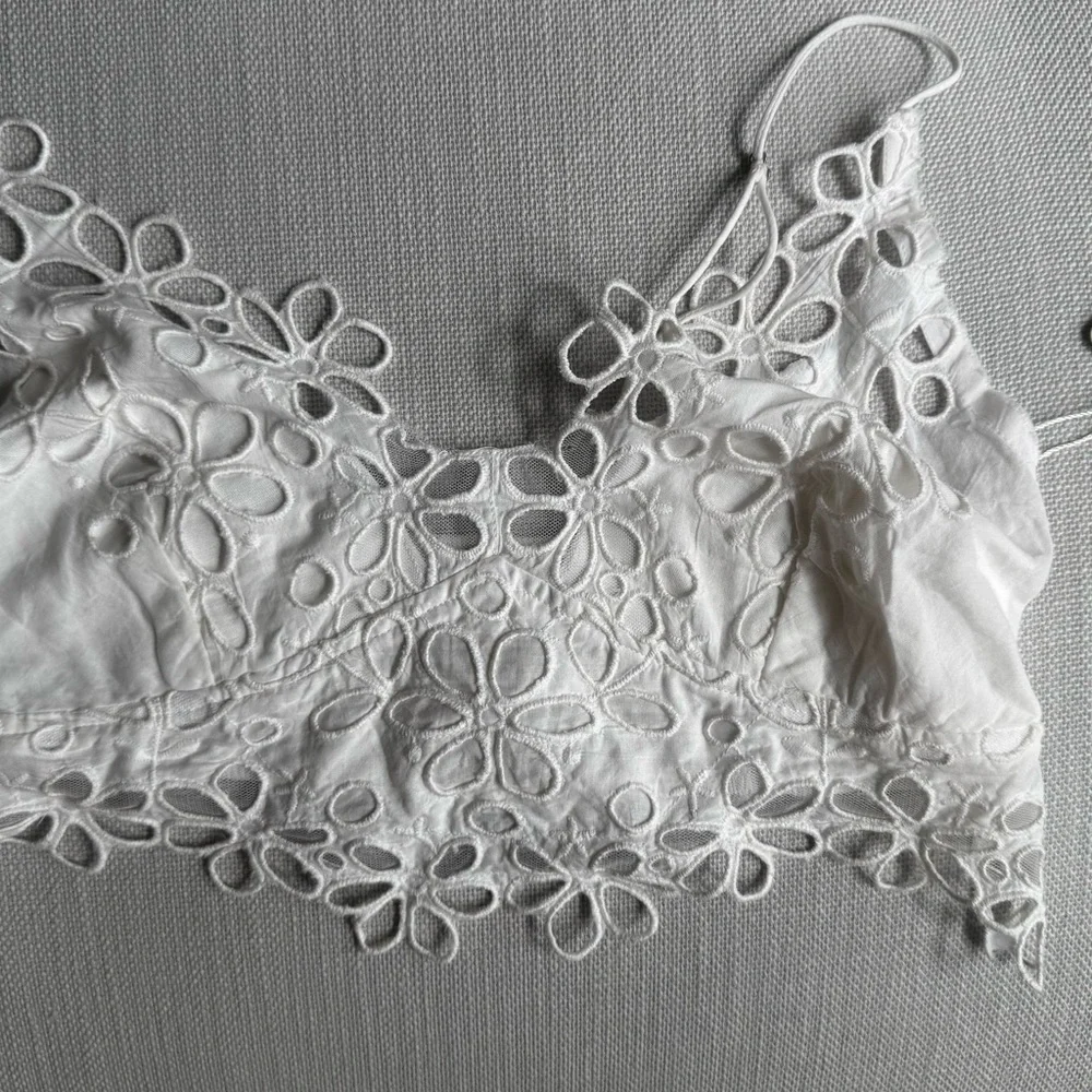 Free People Cream Floral Crochet Lace Bandeau Bralette
